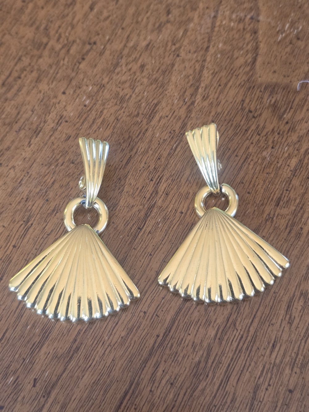 Monet Gold Fan Clip On Earrings